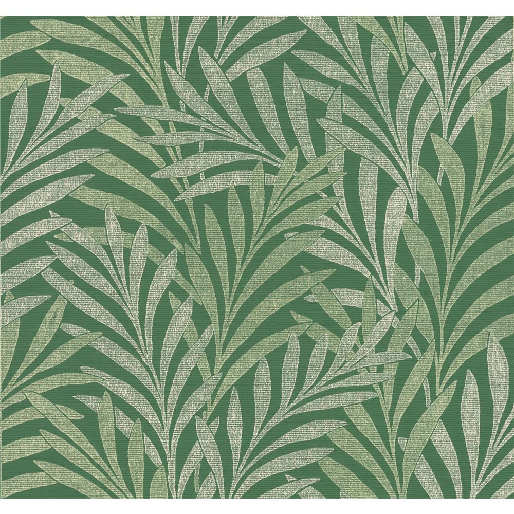 York Designer Series HC7501 Handcrafted Naturals Tea Leaves Stripe Wallpaper in Green