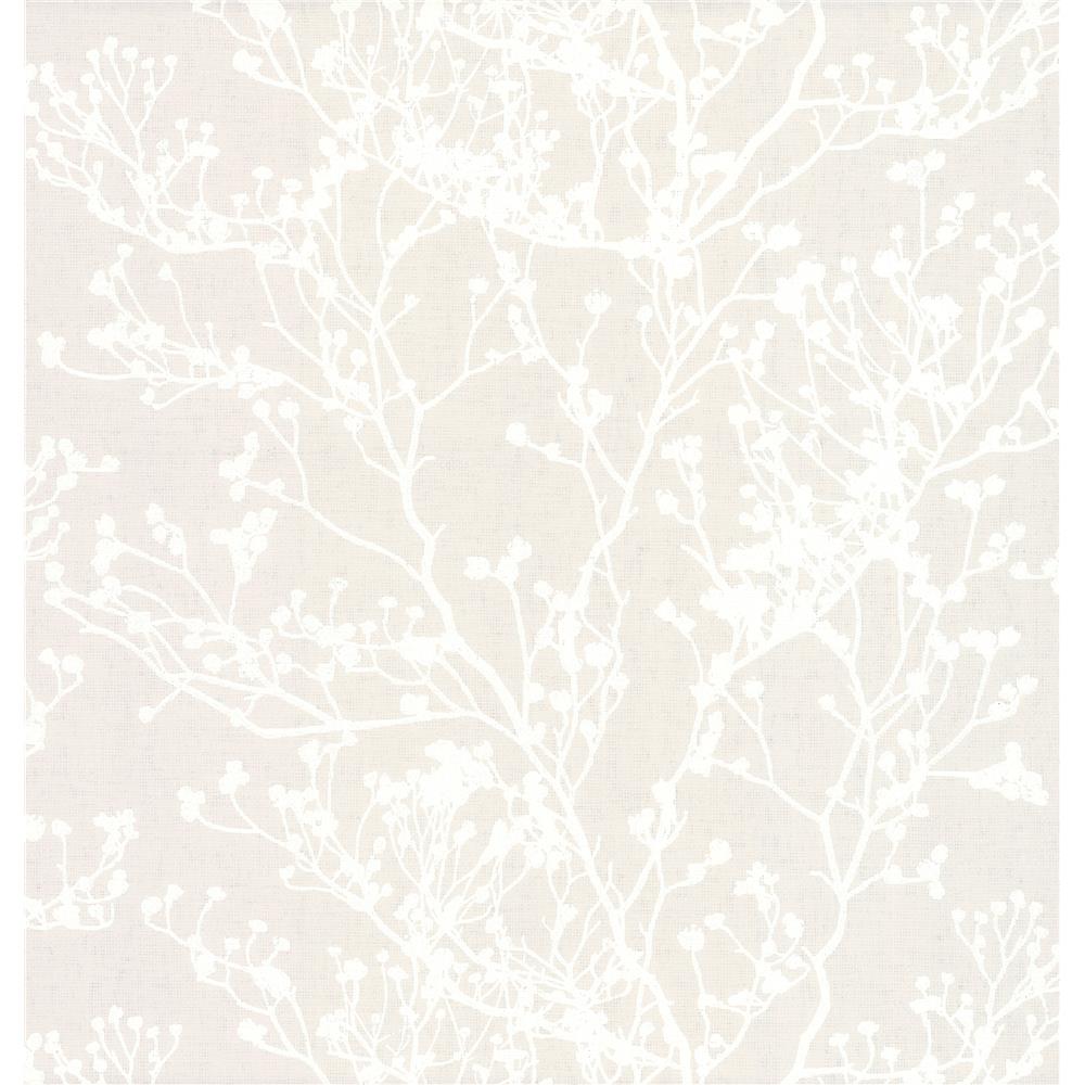 York Designer Series HC7517 Handcrafted Naturals Budding Branch Silhouette Wallpaper in Beige