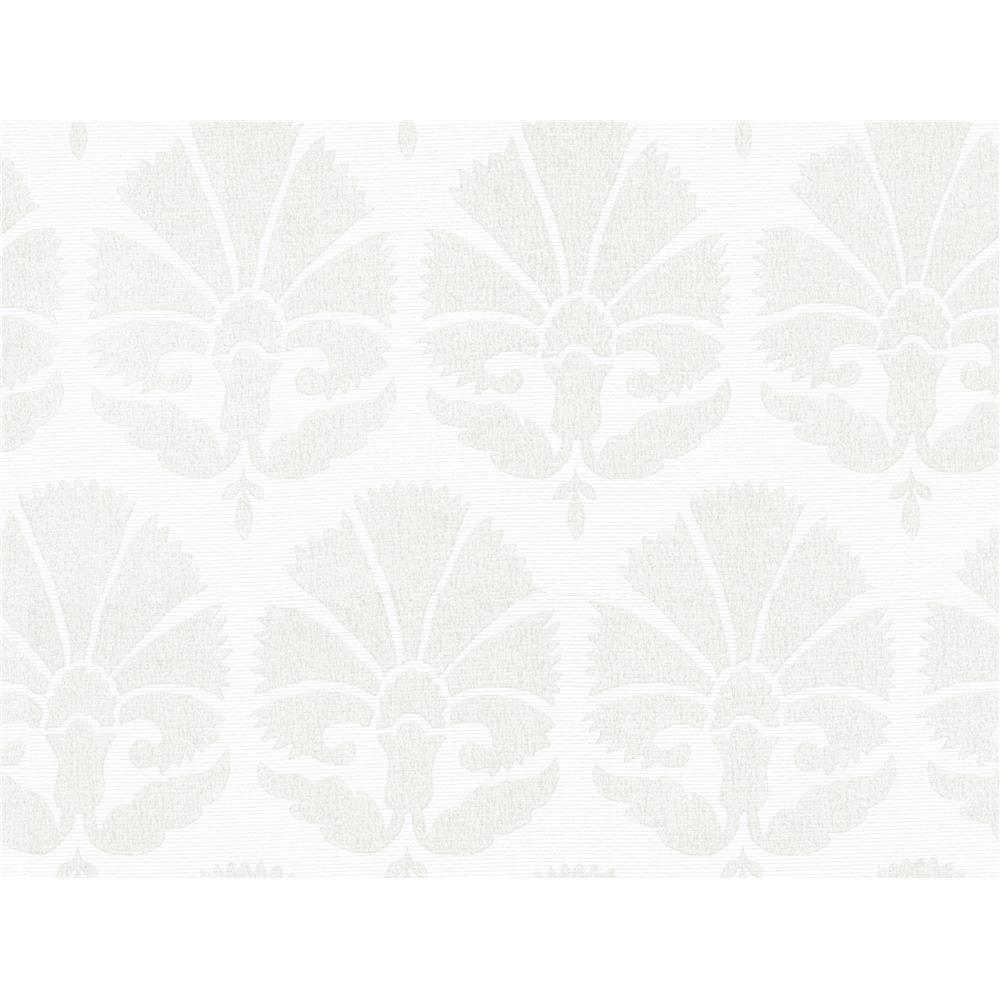 York Designer Series HC7572 Handcrafted Naturals Ottoman Fans Wallpaper in Lily White/Cream
