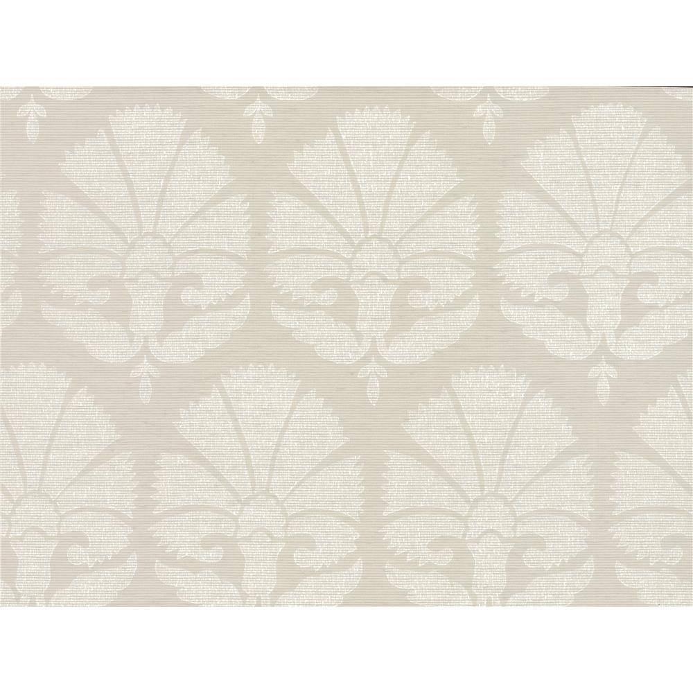 York Designer Series HC7576 Handcrafted Naturals Ottoman Fans Wallpaper in Light Grey