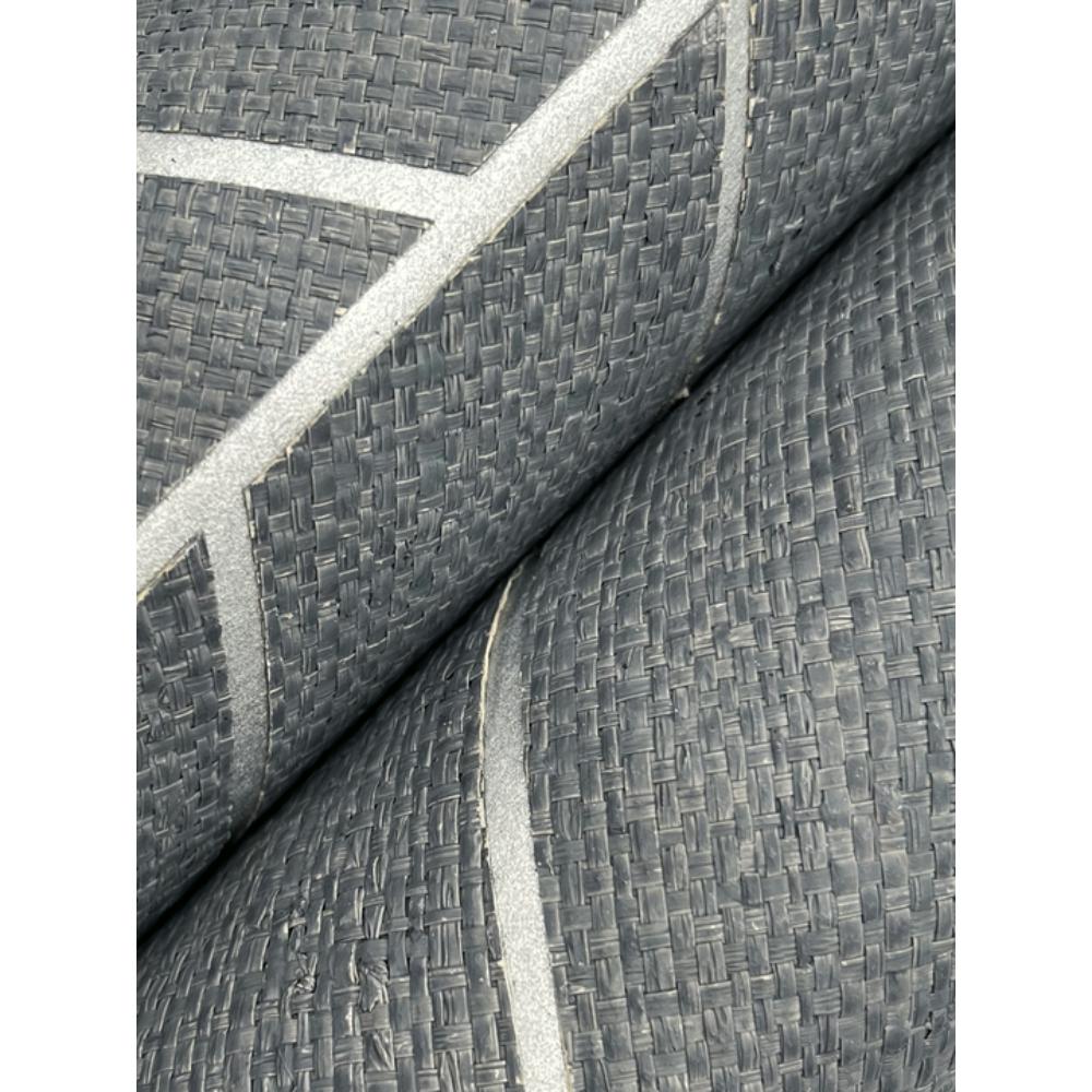 York HO2107GV Grasscloth & Natural Resource Atelier Herringbone Steel Blue Wallpaper