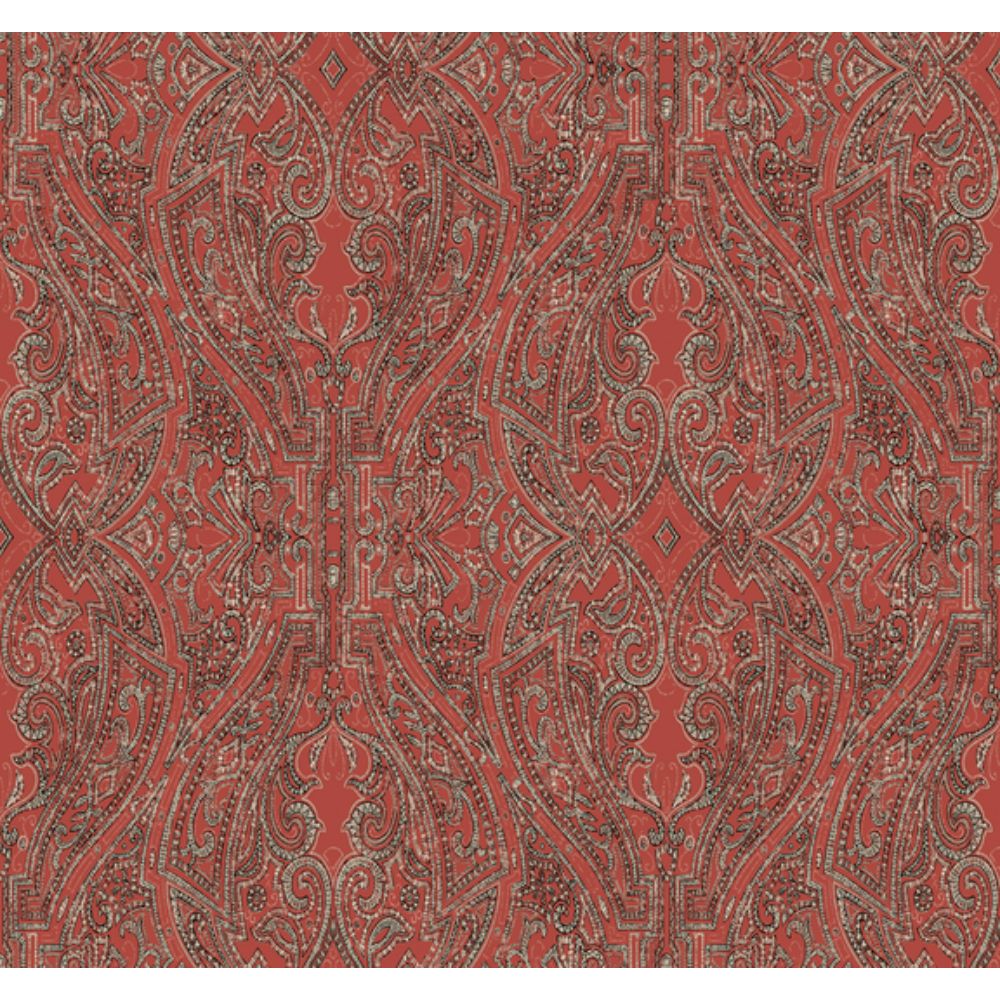 Ronald Redding by York Designer Series HO2131 Traveler Ascot Damask Wallpaper in Red