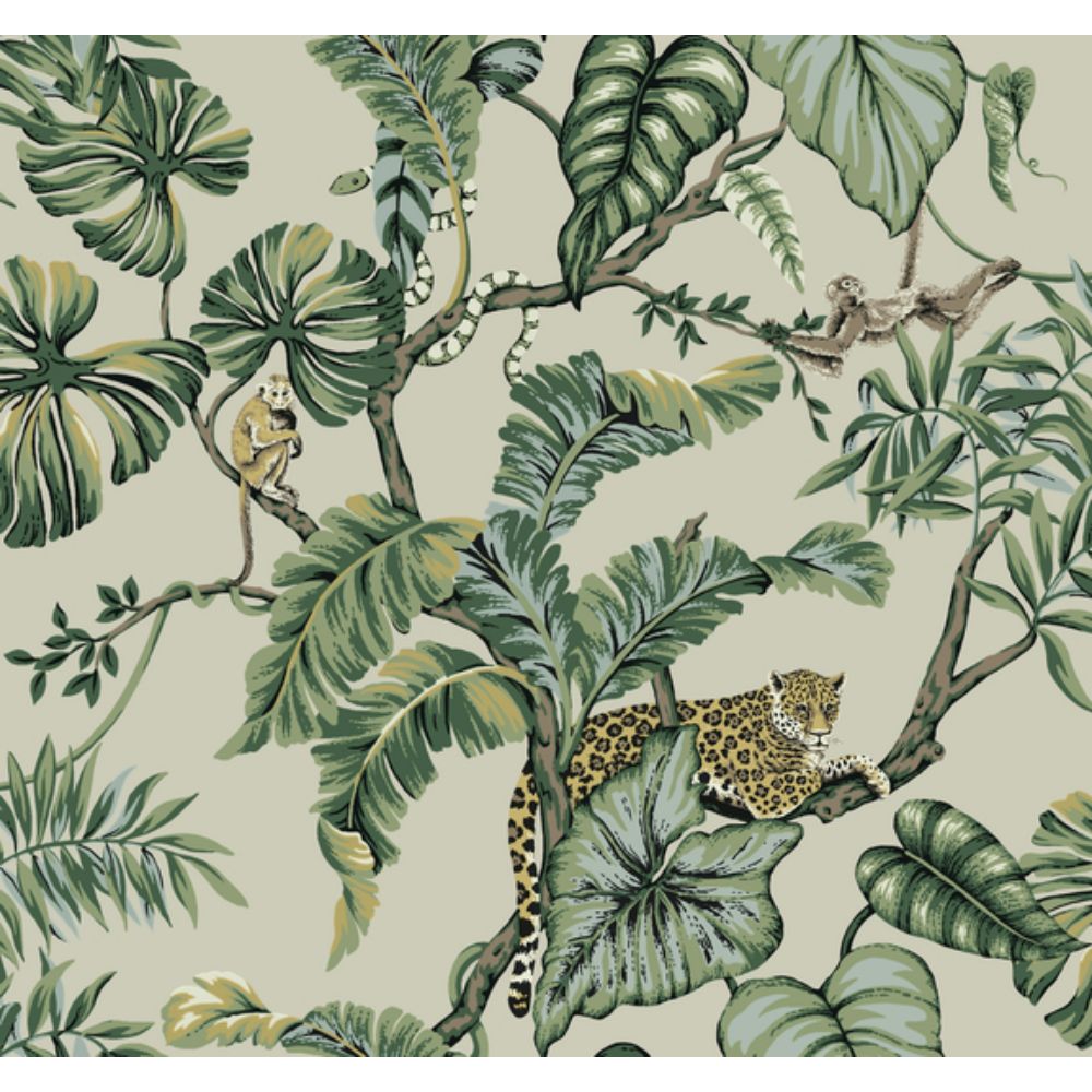 Ronald Redding by York Designer Series HO2144 Traveler Jungle Cat Wallpaper in Beige