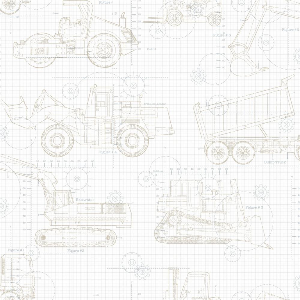 York KI0596 A Perfect World Construction Blueprint Wallpaper