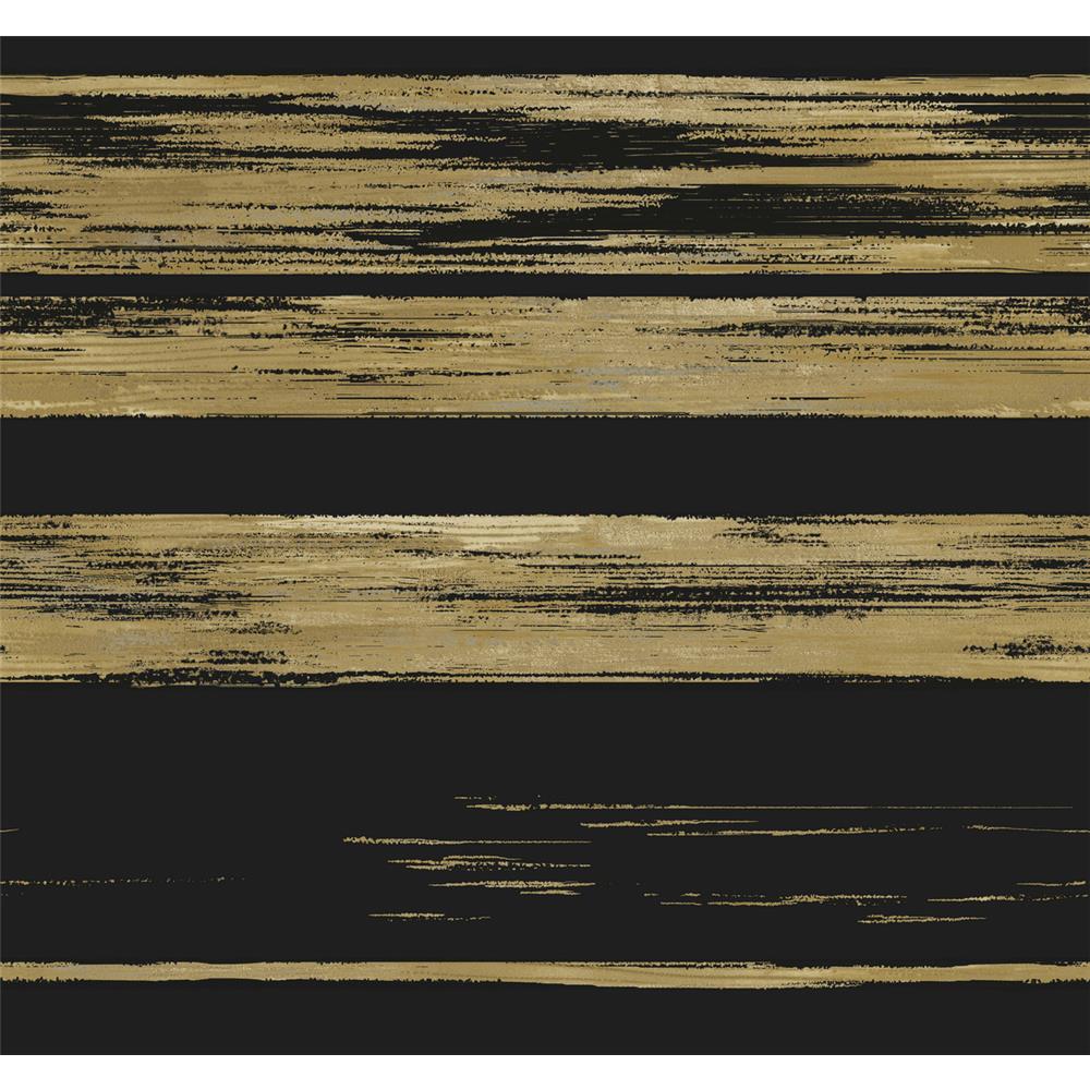 Ronald Redding Designs by York KT2151 Horizontal Dry Brush Wallpaper in Black/Gold