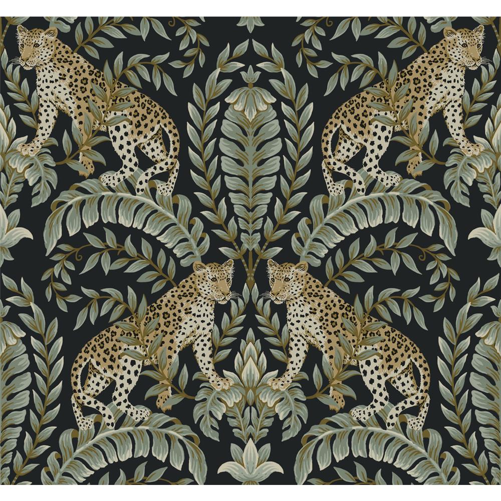 Ronald Redding Designs by York KT2205 Jungle Leopard Wallpaper in Black/Green