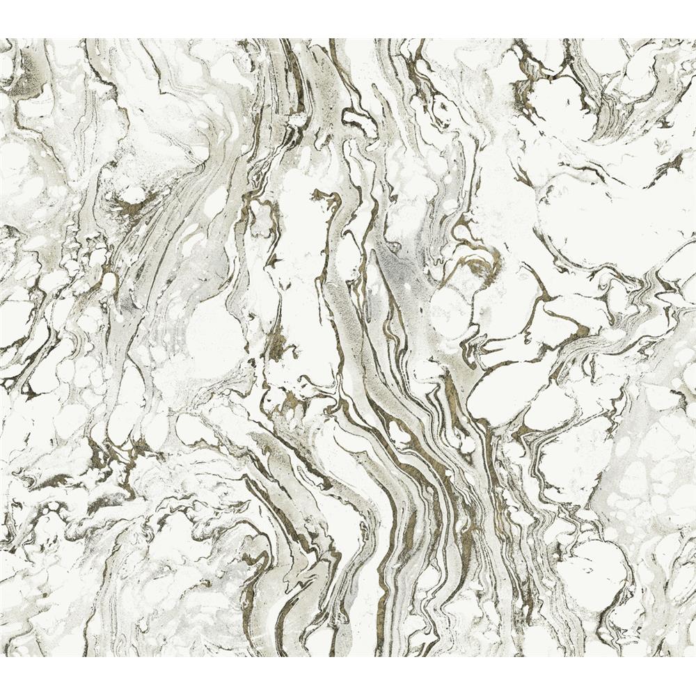 Ronald Redding Designs by York KT2221 Polished Marble Wallpaper in Black/White