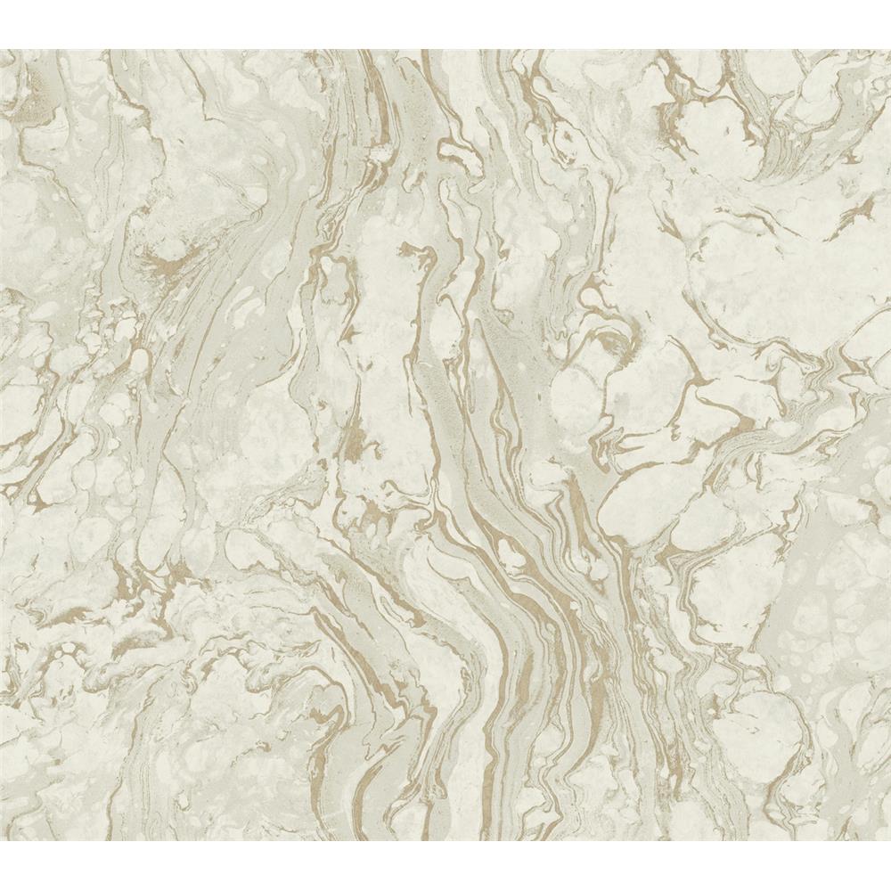 Ronald Redding Designs by York KT2223 Polished Marble Wallpaper in White/Gold