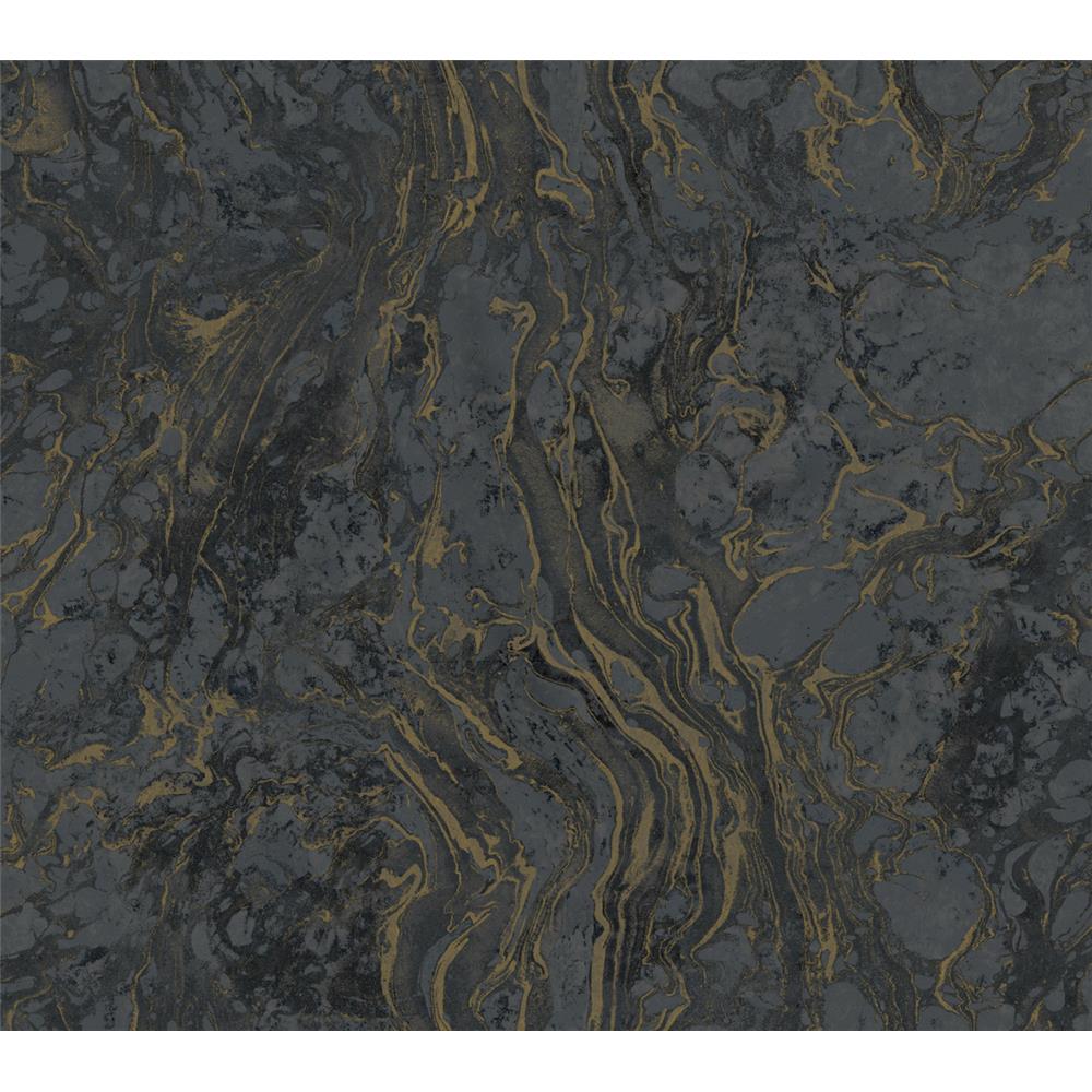 Ronald Redding Designs by York KT2224 Polished Marble Wallpaper in Black