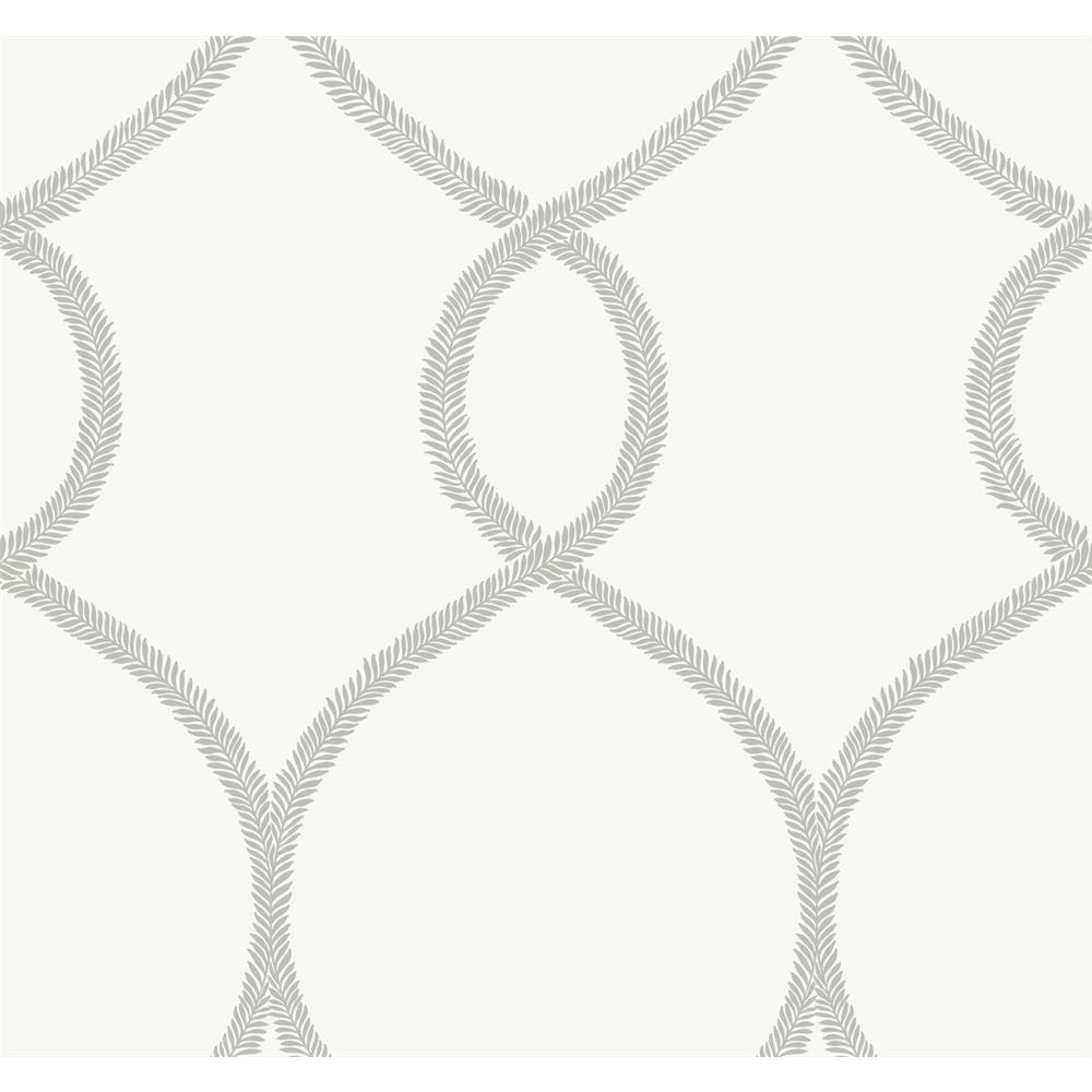 Ronald Redding Designs by York KT2233 Laurel Leaf Ogee Wallpaper in Grey