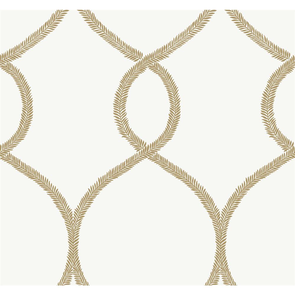 Ronald Redding Designs by York KT2234 Laurel Leaf Ogee Wallpaper in Gold 