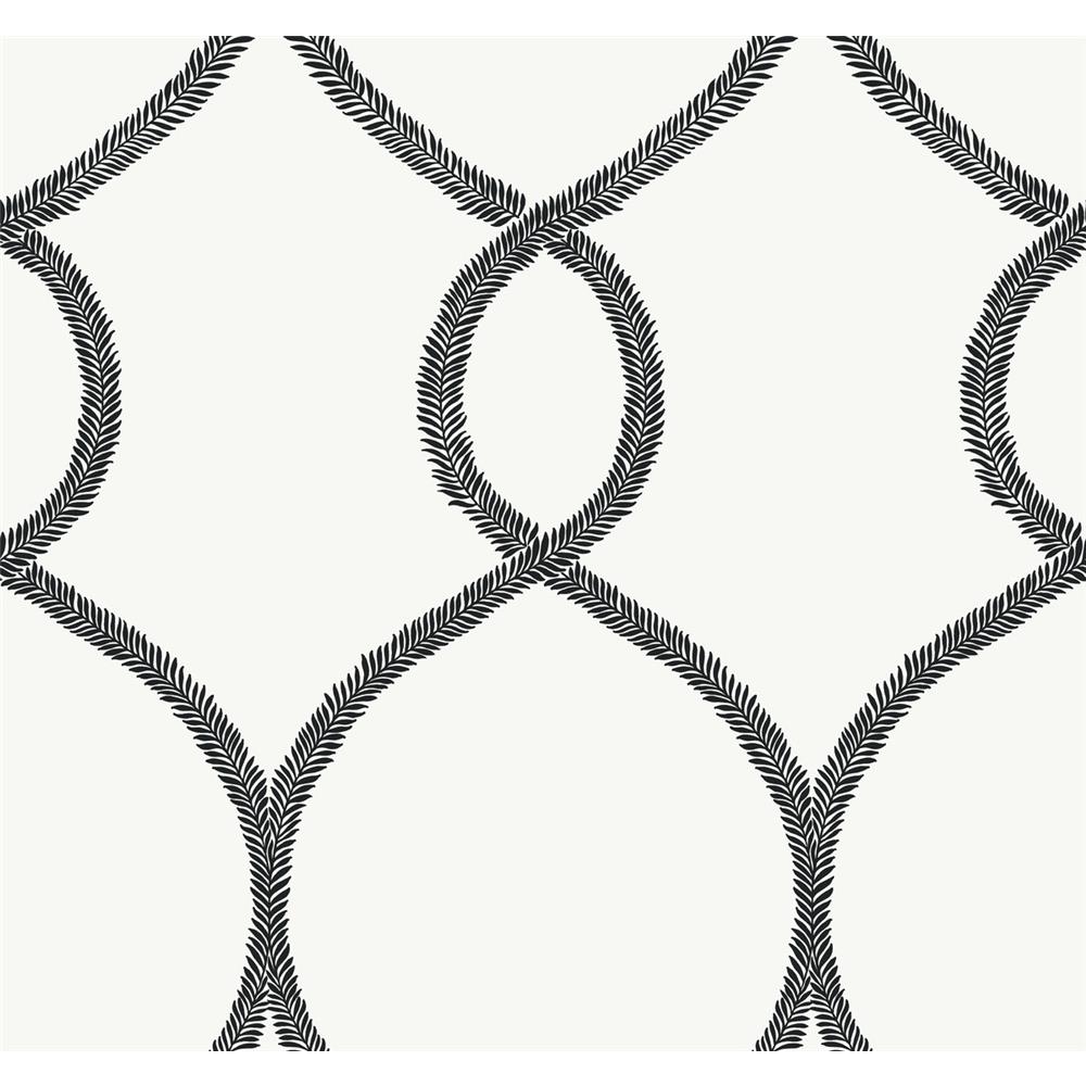 Ronald Redding Designs by York KT2235 Laurel Leaf Ogee Wallpaper in Black