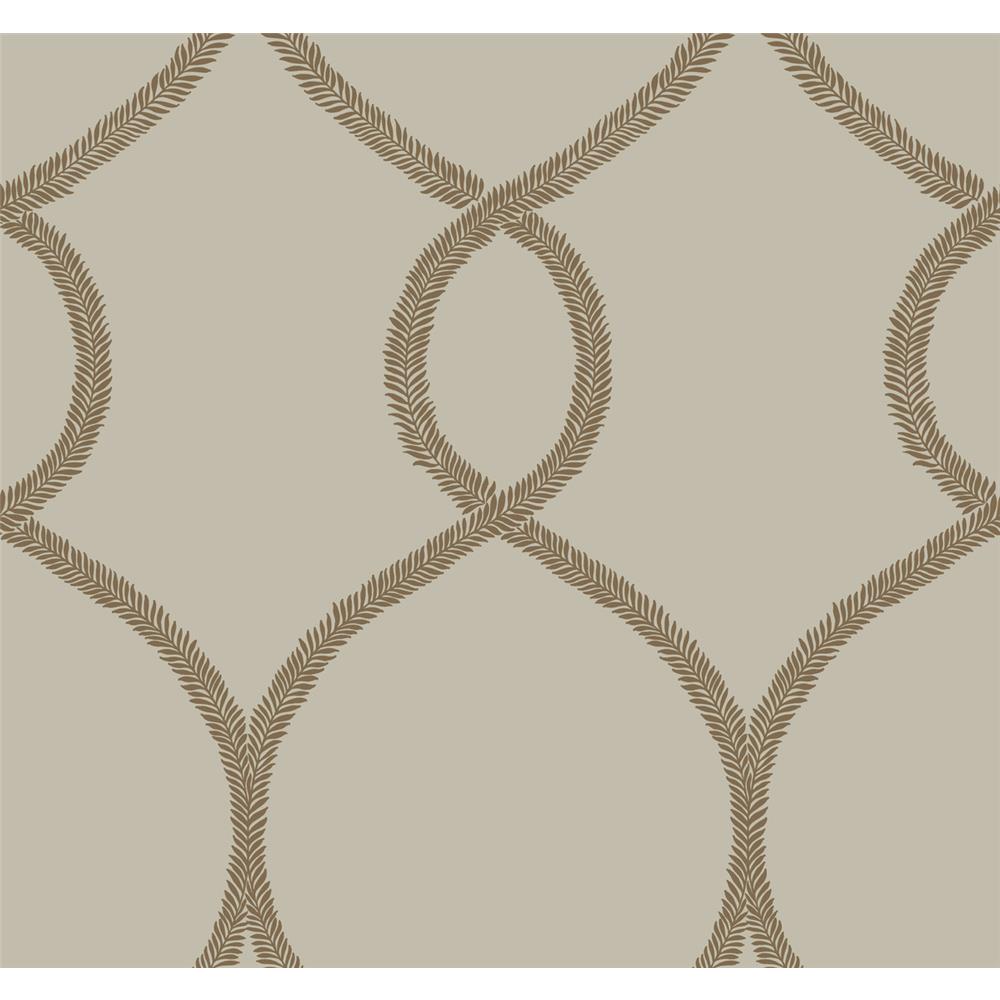 Ronald Redding Designs by York KT2237 Laurel Leaf Ogee Wallpaper in Brown