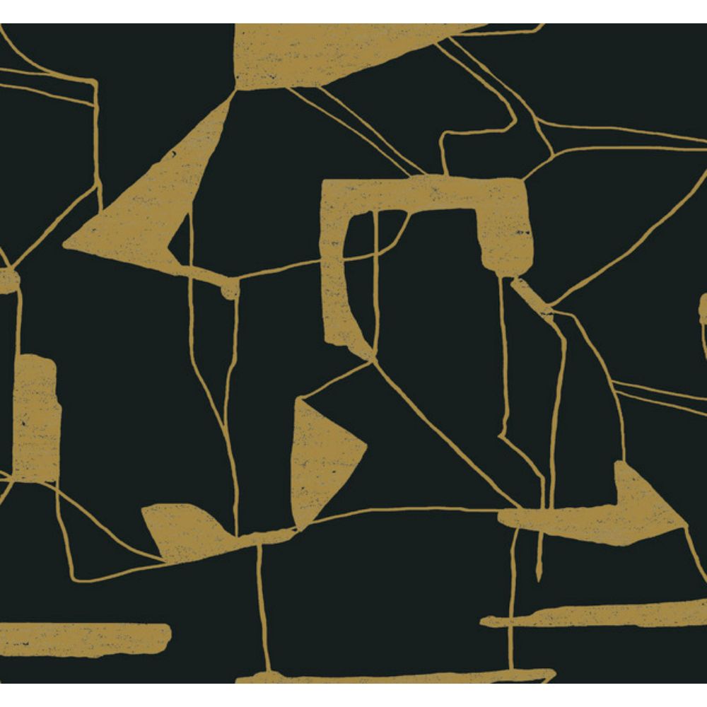 York MD7115 Modern Metals Second Edition Black & Gold Abstract Geo Wallpaper