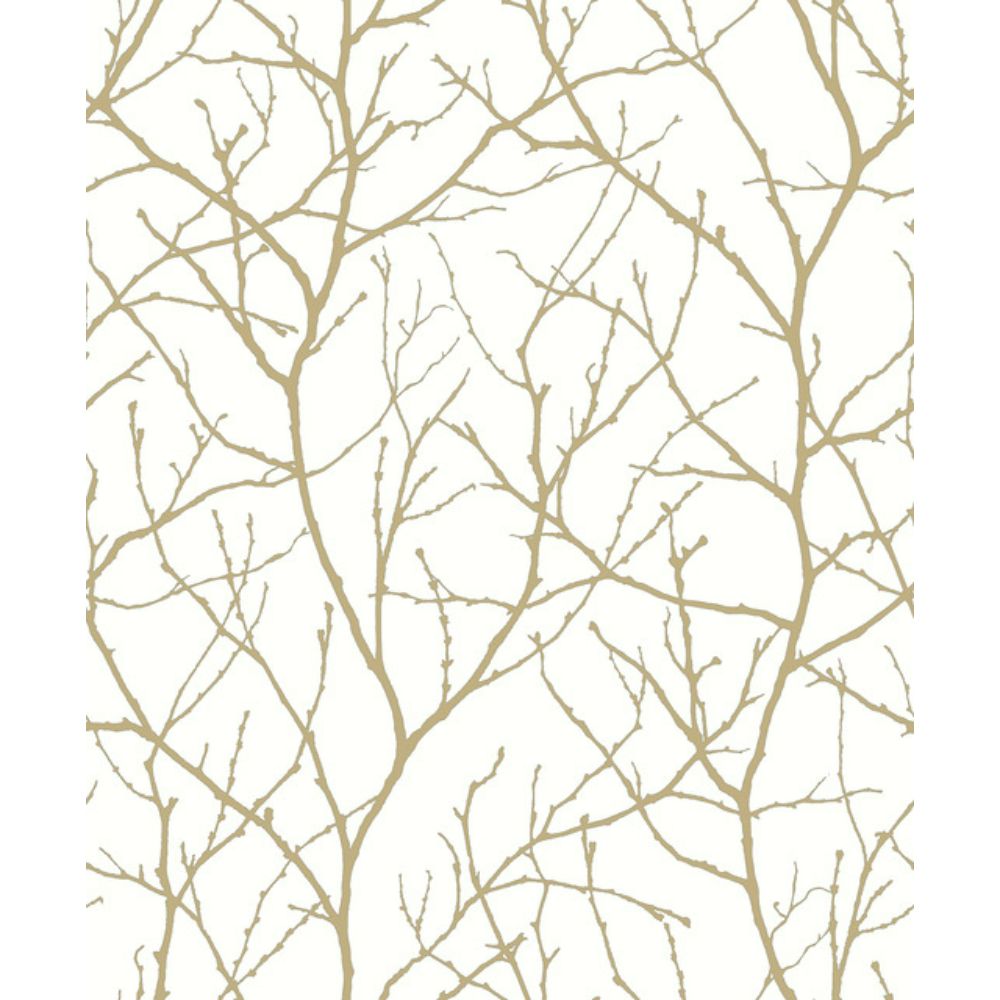 York MD7126 Modern Metals Second Edition White & Gold Trees Silhouette Wallpaper