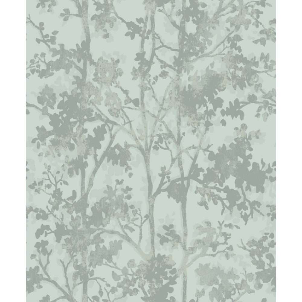 York MD7142 Modern Metals Second Edition Spa & Silver Shimmering Foliage Wallpaper