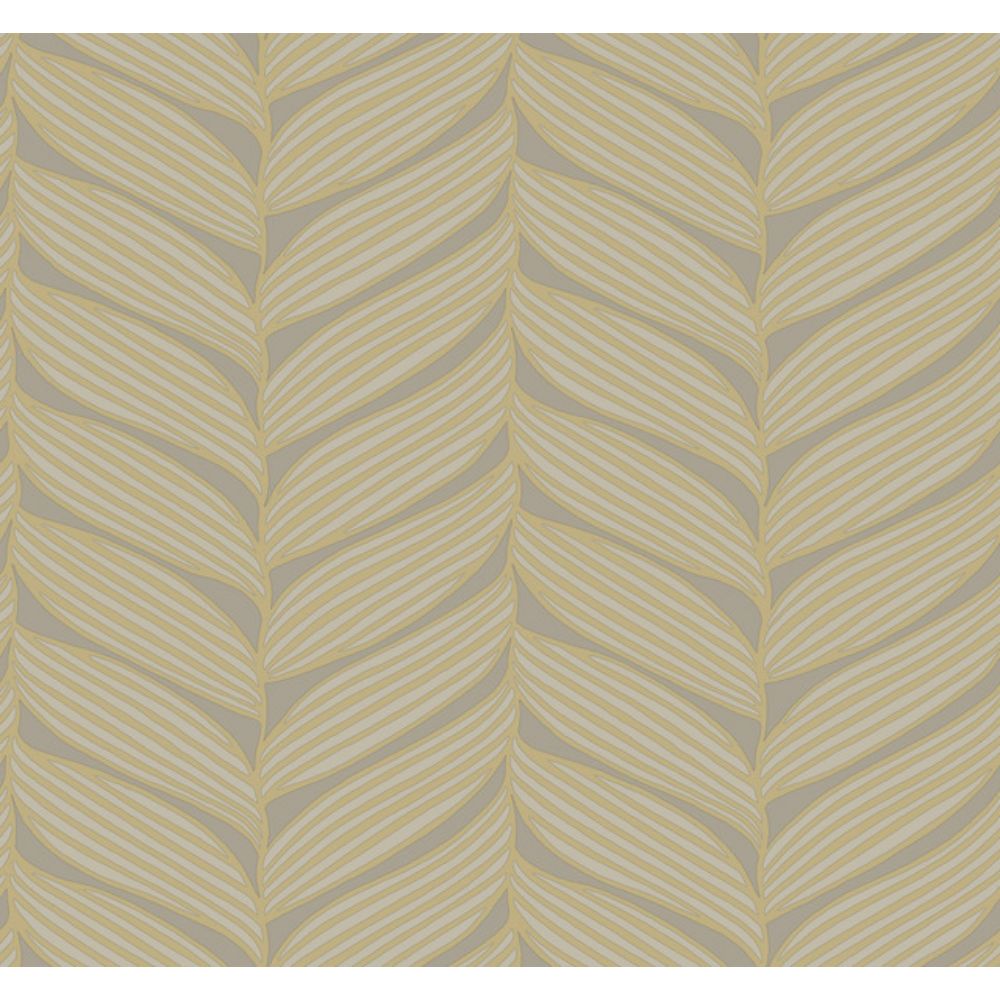York MD7164 Modern Metals Second Edition Grey & Gold Luminous Leaves Wallpaper