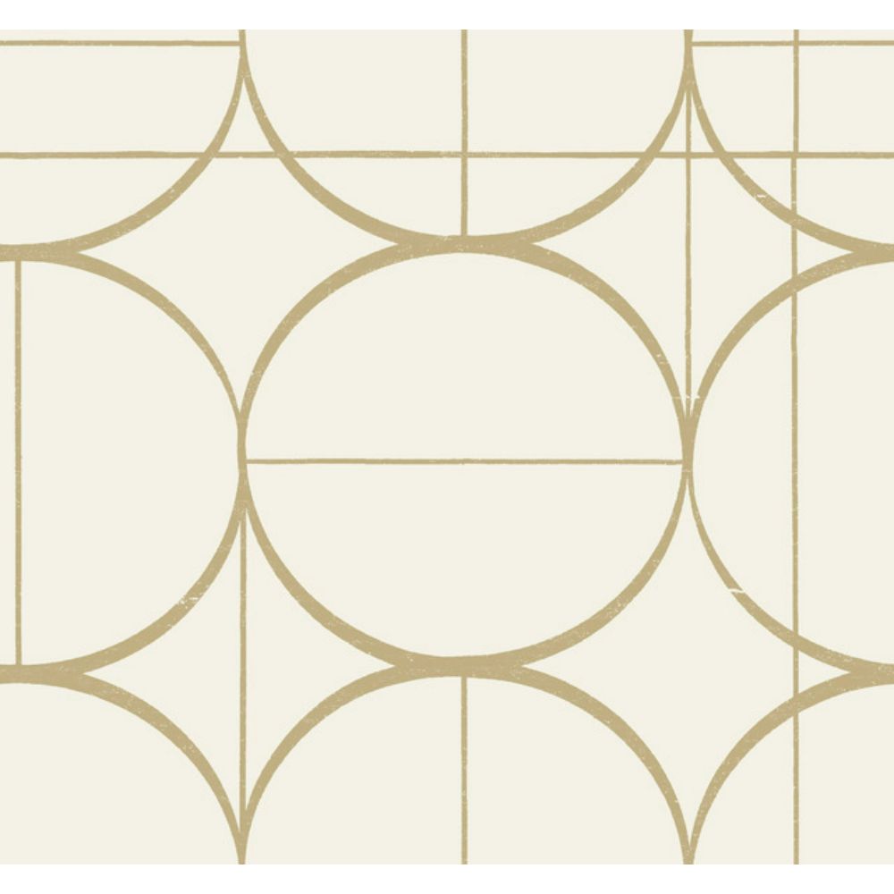 York MD7202 Modern Metals Second Edition Cream & Gold Sun Circles Wallpaper