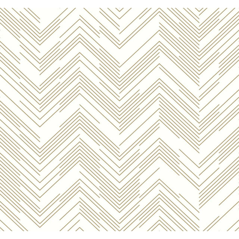 York MD7222 Modern Metals Second Edition White & Gold Polished Chevron Wallpaper