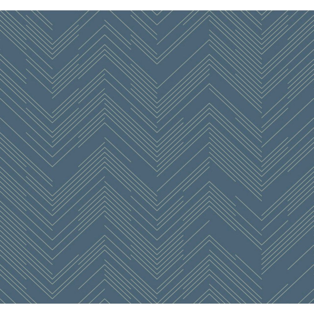 York MD7224 Modern Metals Second Edition Blue & Silver Polished Chevron Wallpaper