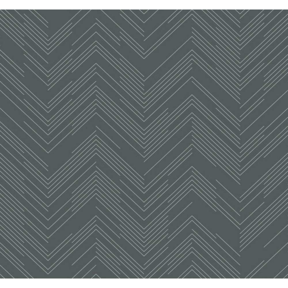 York MD7226 Modern Metals Second Edition Charcoal & Silver Polished Chevron Wallpaper