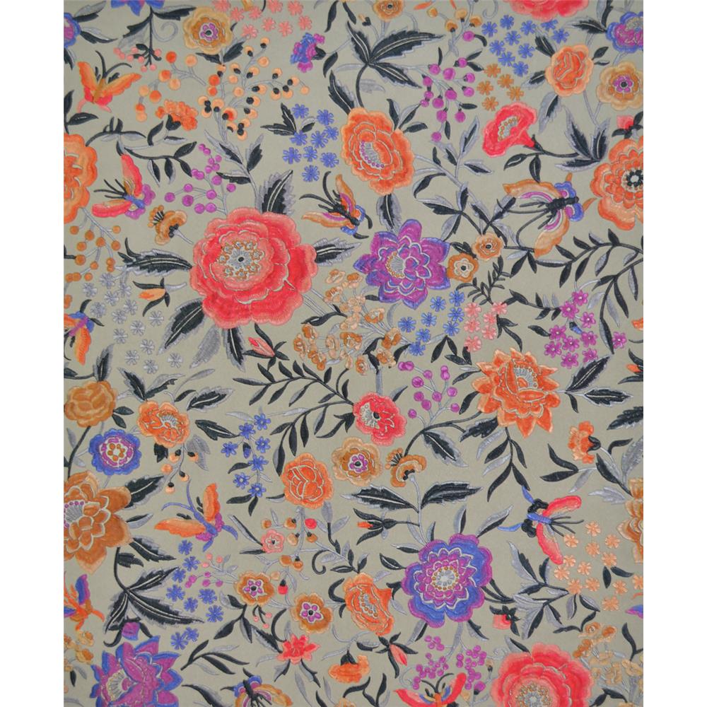 York Wallcoverings MI10015 Missoni Home Oriental Garden Wallpaper - Warm Grey/Orchid/Coral