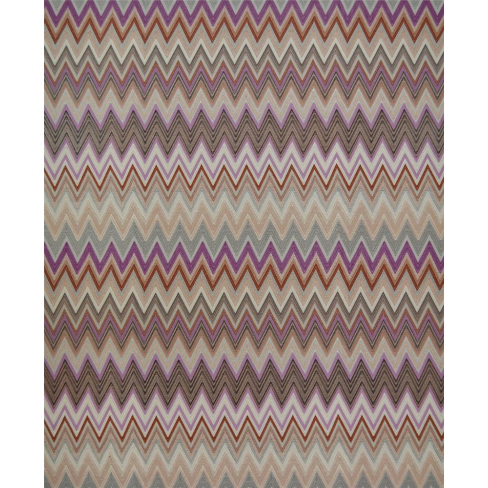 York Wallcoverings MI10062 Missoni Home Zig Zag Multicolore Wallpaper - Orchid/Cream/Copper