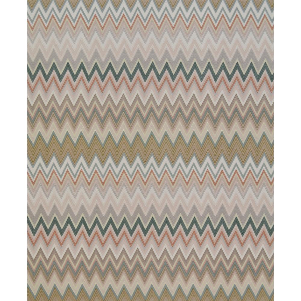 York Wallcoverings MI10065 Missoni Home Zig Zag Multicolore Wallpaper - Blush/Jade/Warm Grey