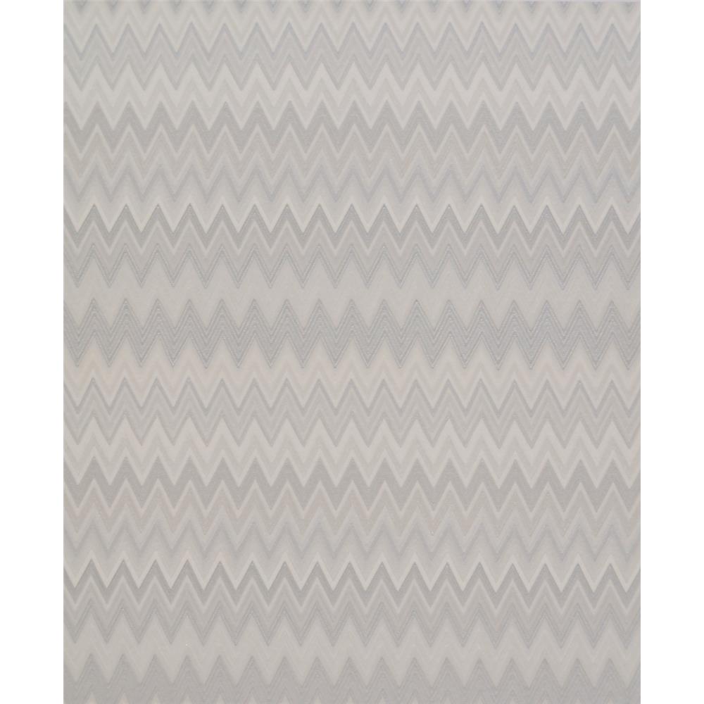 York Wallcoverings MI10066 Missoni Home Zig Zag Multicolore Wallpaper - Silver/Warm Grey/Cream