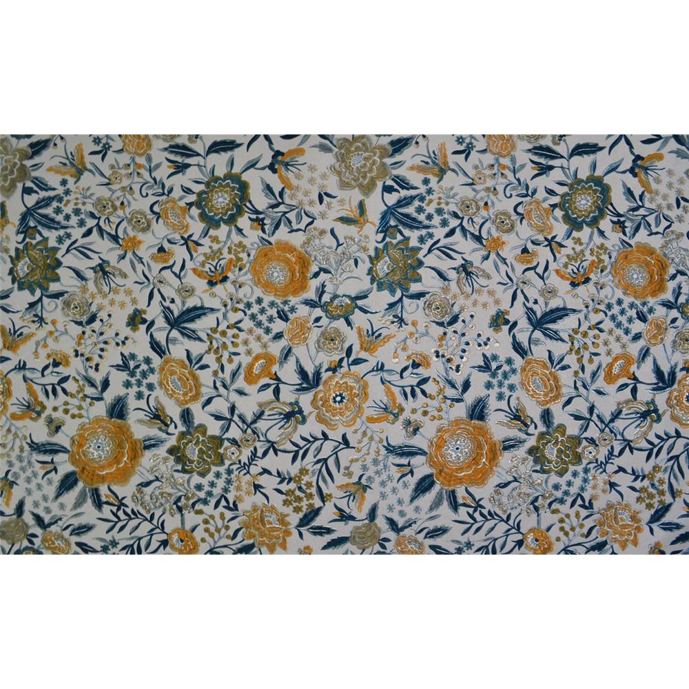 York Wallcoverings MI20014 Missoni Home Oriental Garden Wallpaper - Silver/Peacock/Saffron
