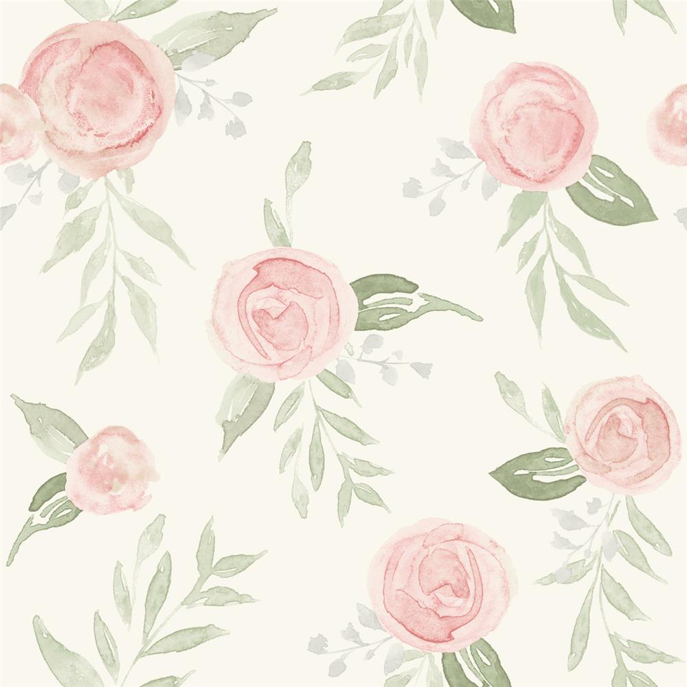 York MK1128 Magnolia Home Artful Prints & Patterns Watercolor Roses Wallpaper