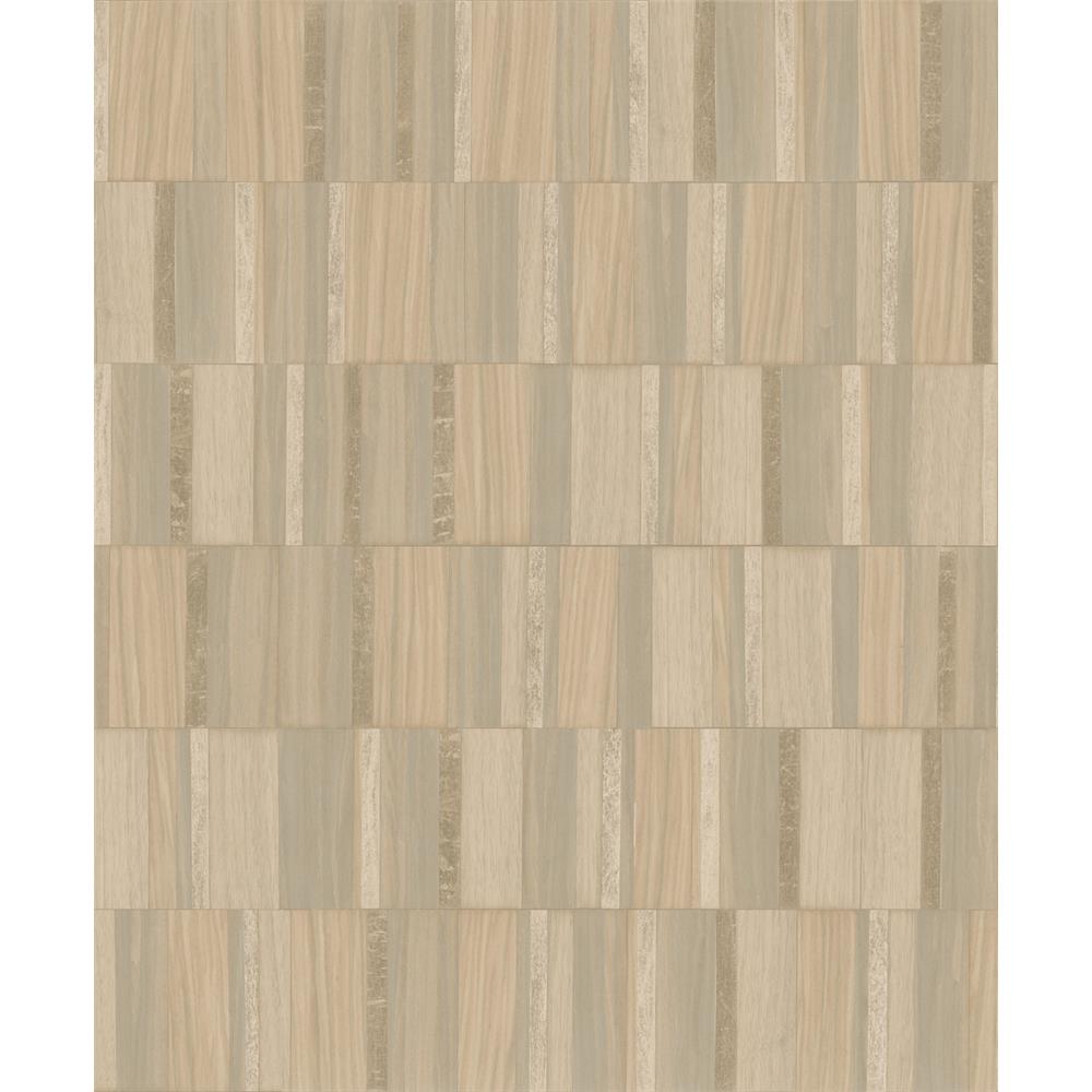 Inspired by Color by York Wallcoverings MM1700 Simply Neutrals Gilded Wood Tile Wallpaper