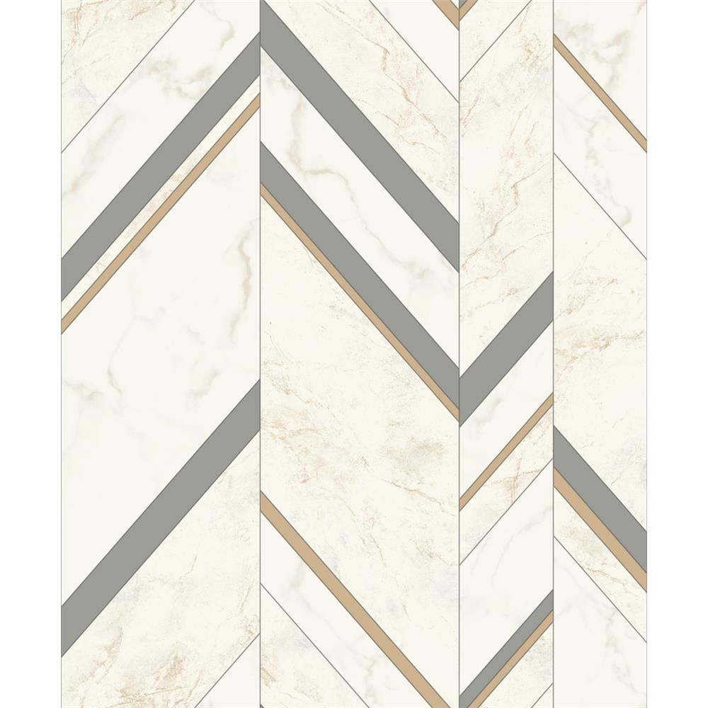 Inspired by Color by York Wallcoverings MM1803 Grey Marble Chevron Wallpaper