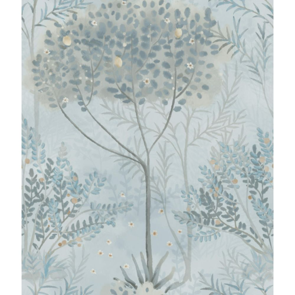 York MN1820 Mediterranean Orchard Wallpaper in Blue/Gray