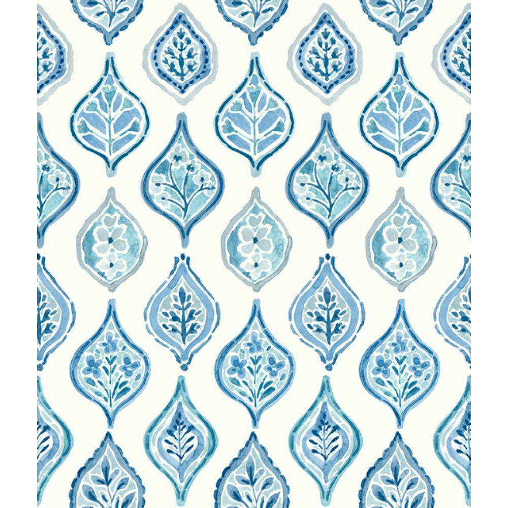 York MN1850 Mediterranean Marketplace Motif Wallpaper in White/Blue
