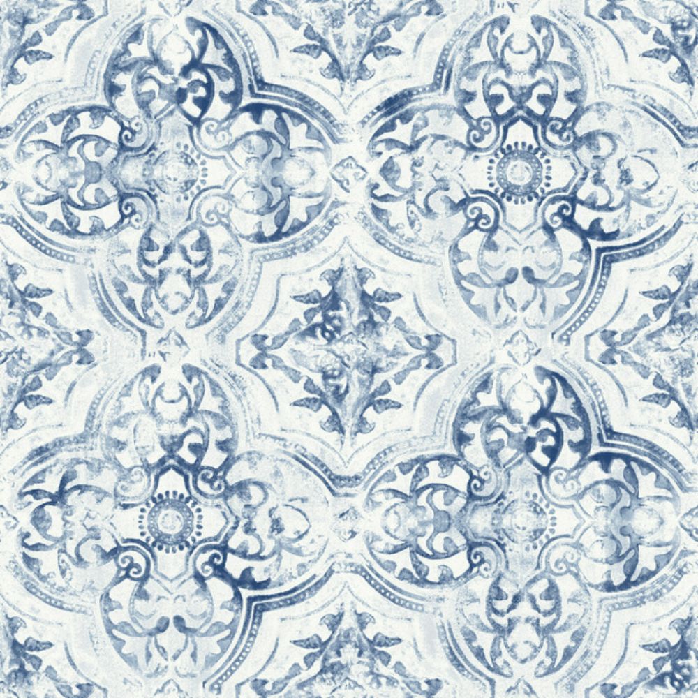 York MN1891 Mediterranean Quartet Wallpaper in White/Blue