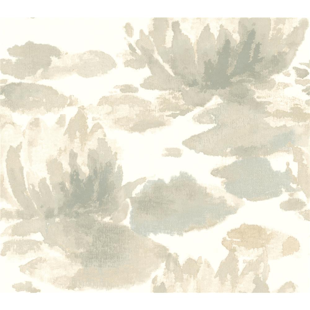 Candice Olson by York NA0524 Water Lily Wallpaper in Grey