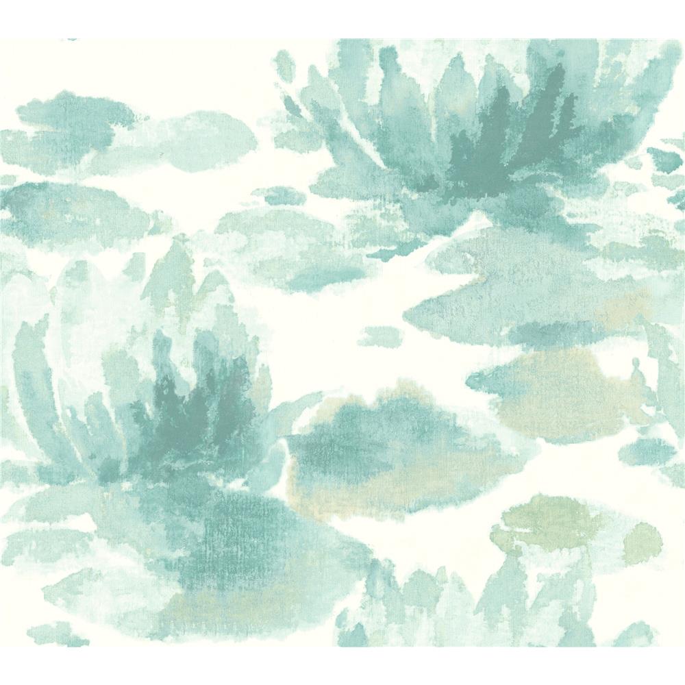 Candice Olson by York NA0525 Water Lily Wallpaper in Blue