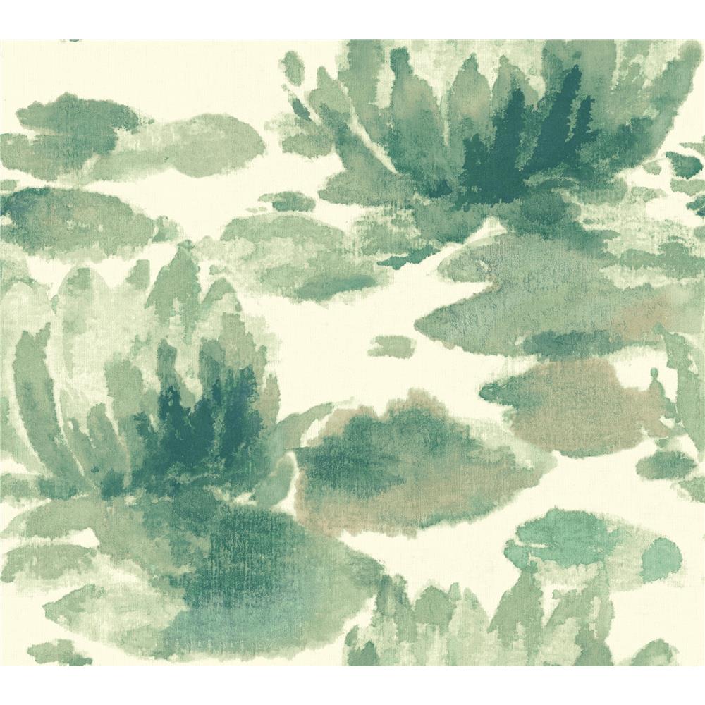 Candice Olson by York NA0526 Water Lily Wallpaper in Green