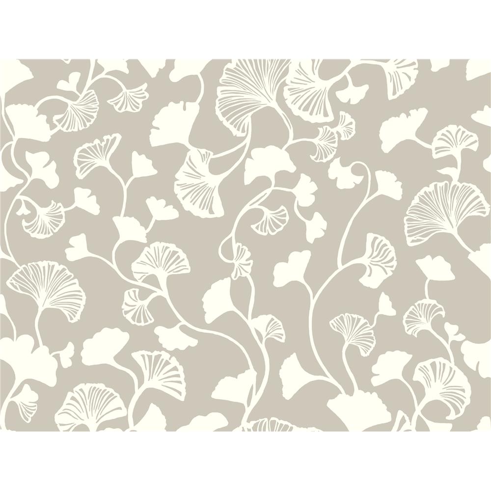 Candice Olson by York NA0572 Gingko Trail Wallpaper in Silver