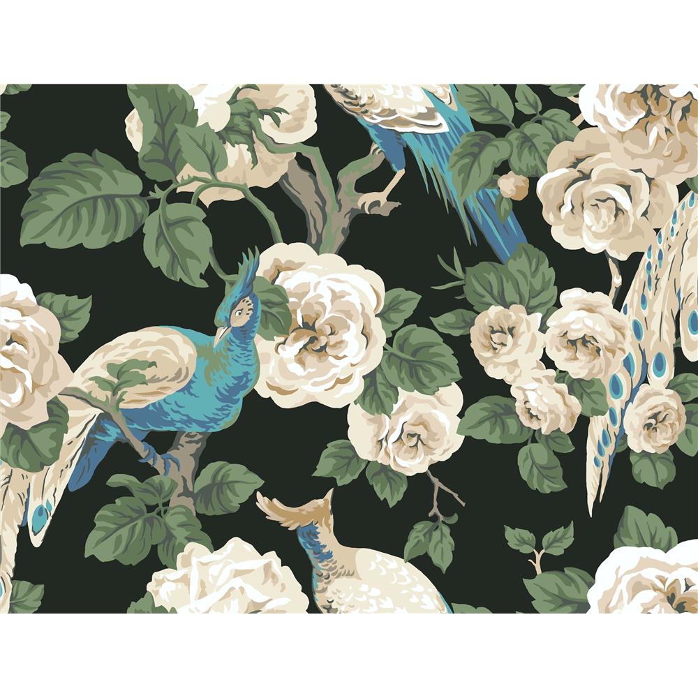 York NV5517 Modern Heritage 125th Anniversary  Garden Plume Wallpaper in Black/Blue/Cream