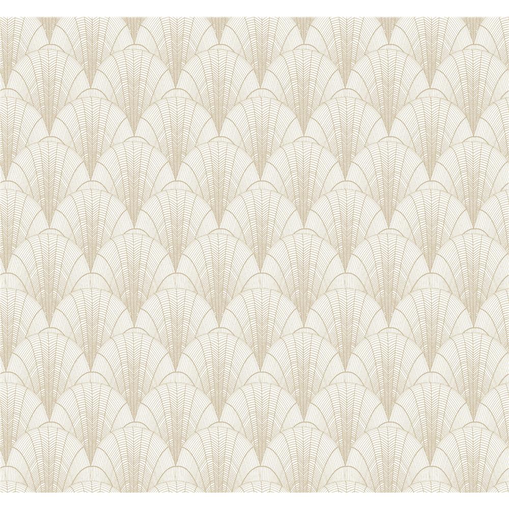 York NV5549 Modern Heritage 125th Anniversary  Scalloped Pearls Wallpaper in White/Gold