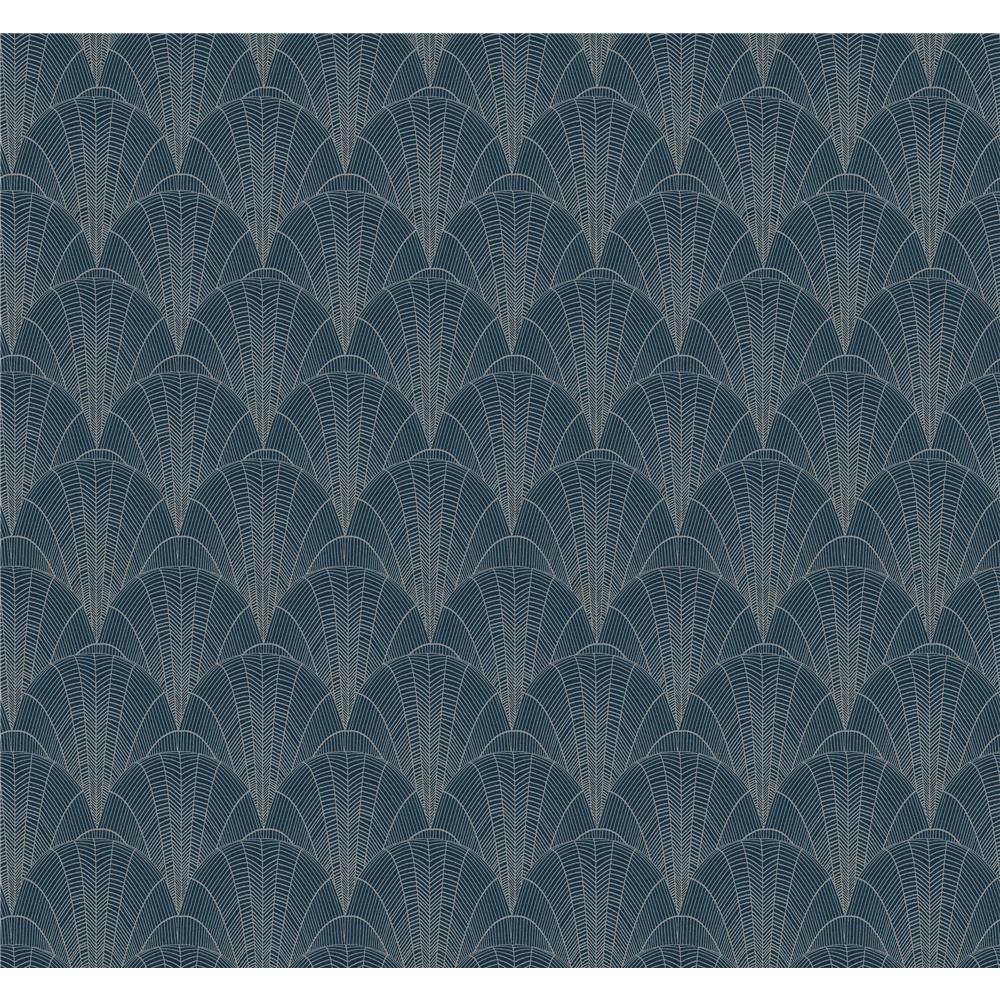 York NV5553 Modern Heritage 125th Anniversary  Scalloped Pearls Wallpaper in Navy/Silver
