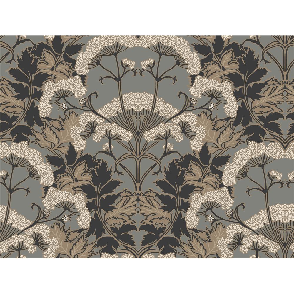 York NV5557 Modern Heritage 125th Anniversary  Yarrow Nouveau Wallpaper in Charcoal/Gold