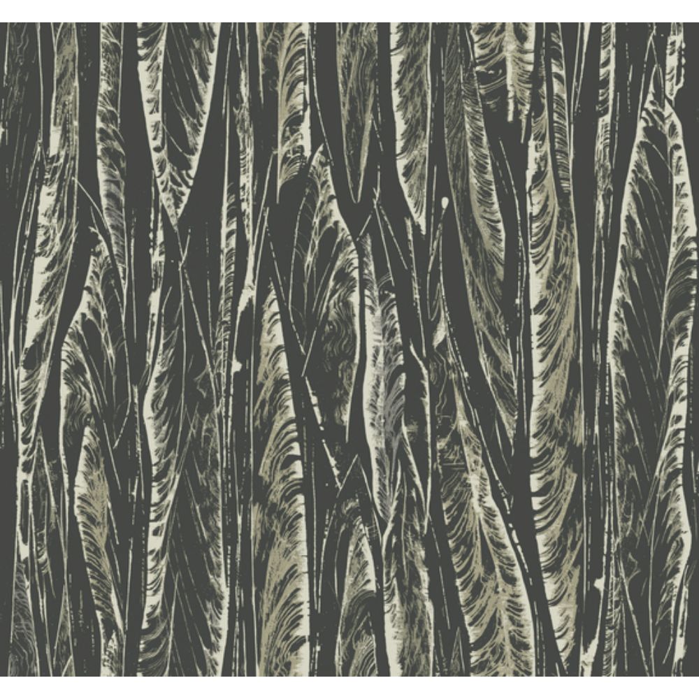 York OG0580 Antonina Vella Elegant Earth Native Leaves Wallpaper in Black
