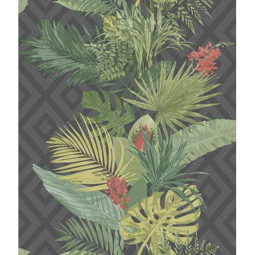 Inspired by Color by York Wallcoverings ON1629 Prism Tropical Oasis Stripe Wallpaper
