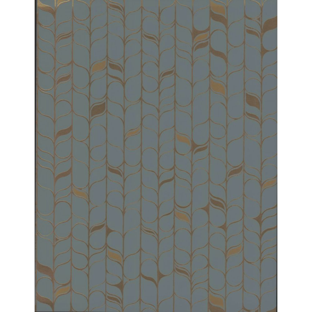 York Designer Series OS4202 Modern Nature 2nd Edition Perfect Petals Wallpaper in Blue/Gold