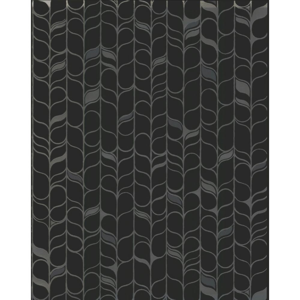 York Designer Series OS4205 Modern Nature 2nd Edition Perfect Petals Wallpaper in Black/Silver