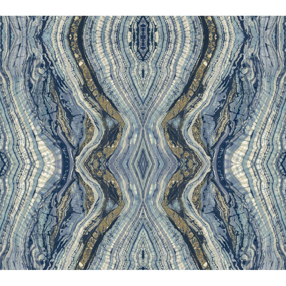 Premium Peel & Stick by York PSW1108RL Stonework Kaleidoscope Peel and Stick Wallpaper in Blue