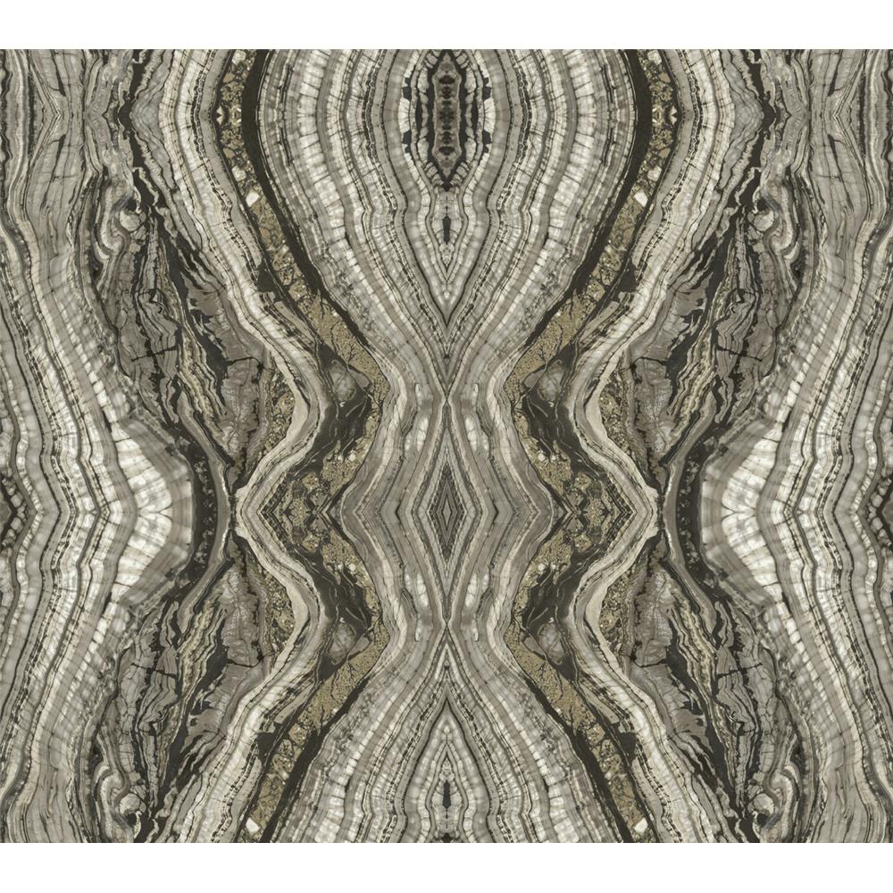 Premium Peel & Stick by York PSW1110RL Stonework Kaleidoscope Peel and Stick Wallpaper in Dark Gray